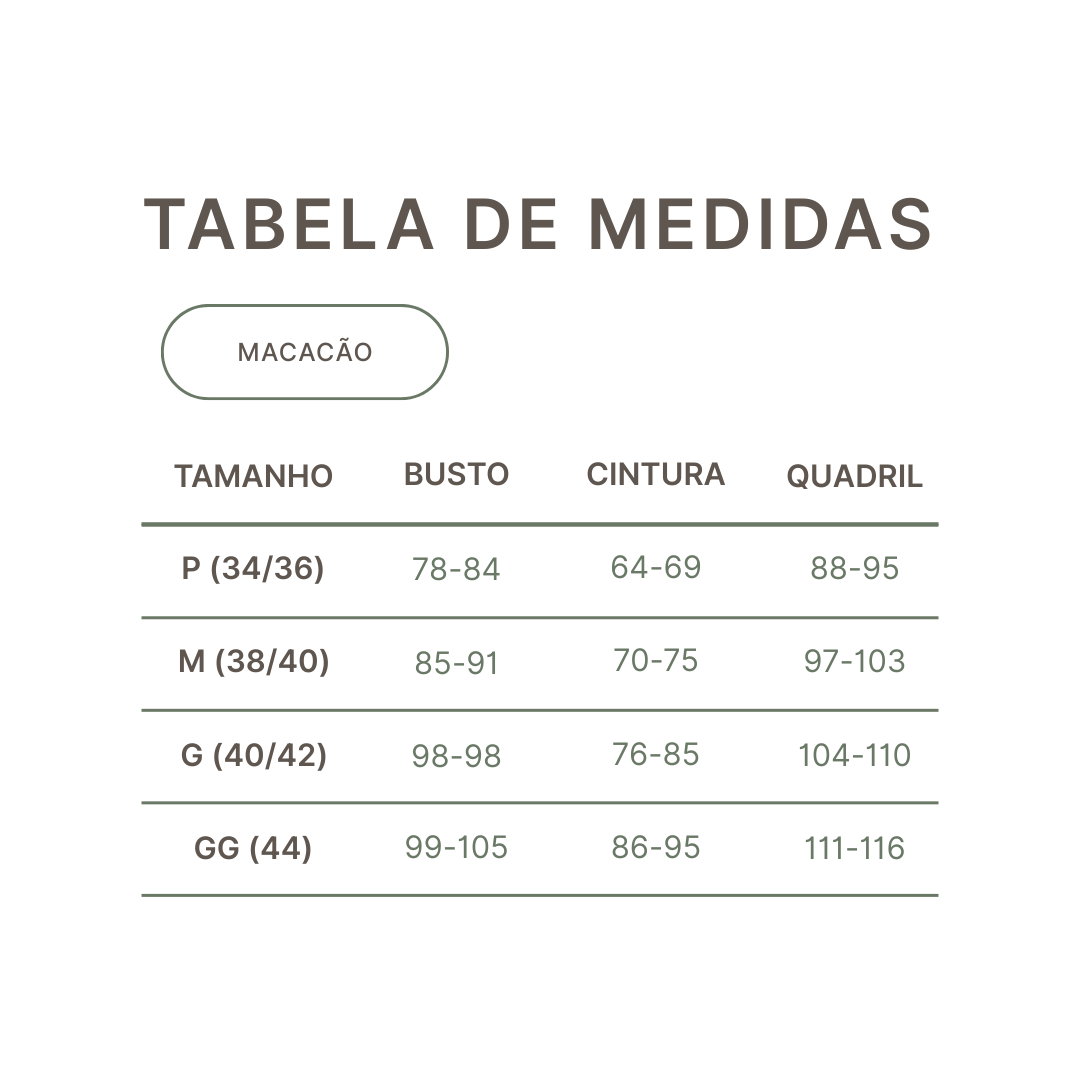 Tabela de Medidas