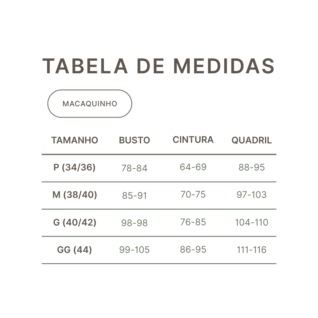Tabela de Medidas