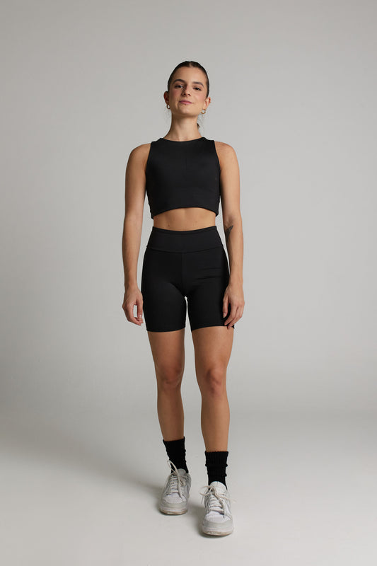 CONJUNTO PRANA PRETO  - BIKER SHORT+ TOP