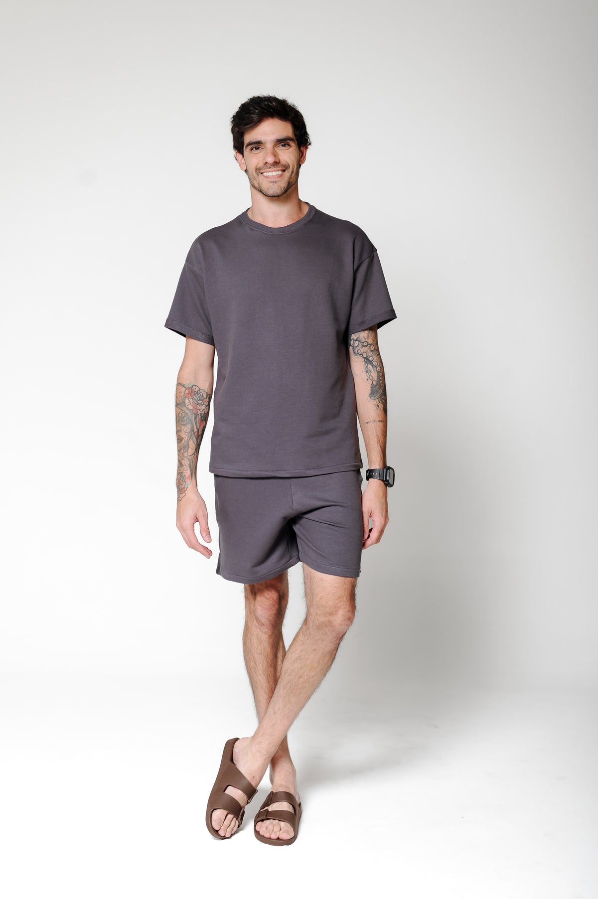 BERMUDA MOLETOM BASIC CINZA