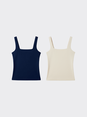 KIT TANK TOP: Navy Blue + Off White